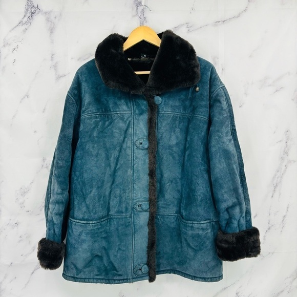 Gallery Genuine Leather Suede Vintage Faux Fur Coat - Picture 1 of 4